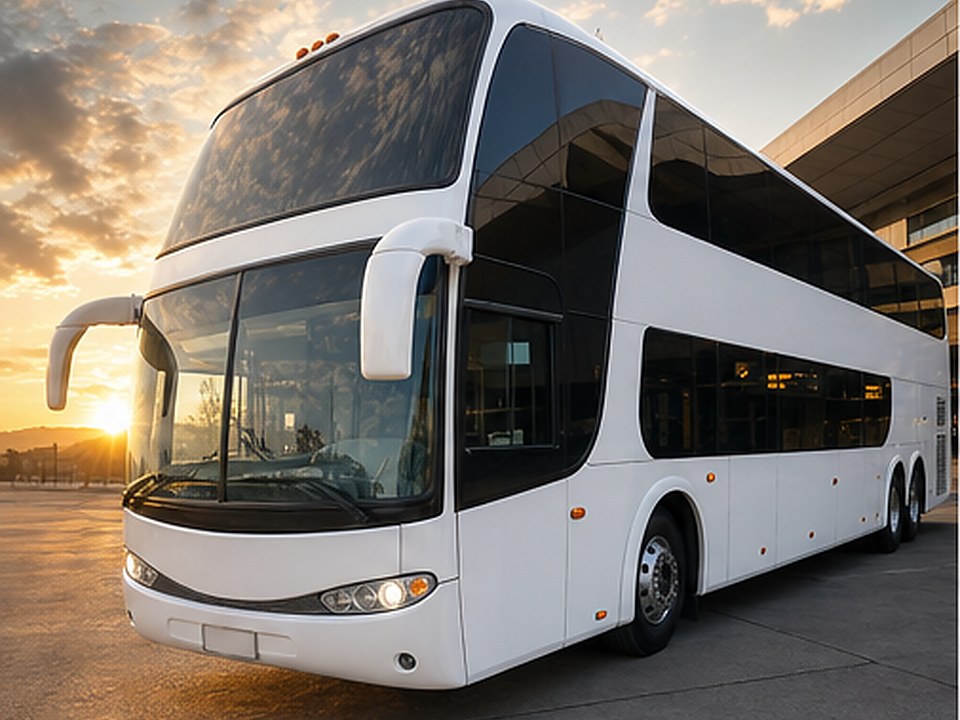Bus doble piso blanco para viajes de alta capacidad