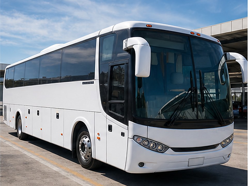 Bus blanco para traslados nacionales y servicios privados